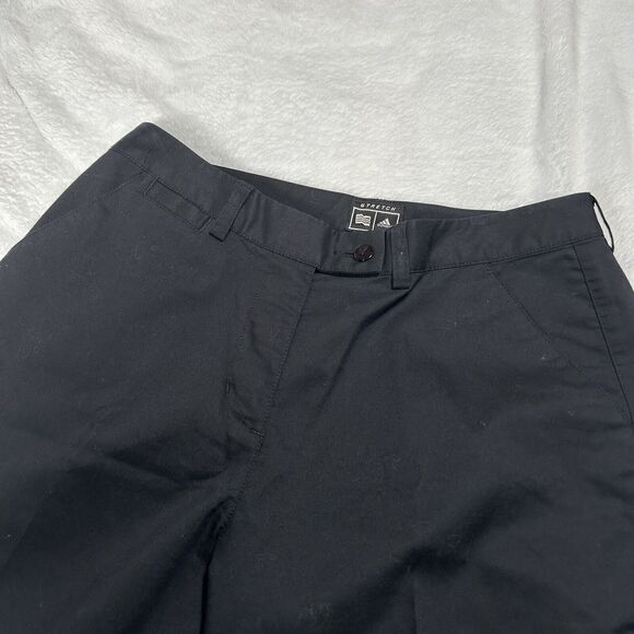 Adidas Women Athletic Black Cotton Capri Pants Button Fly 10 Casual - Picture 3 of 4